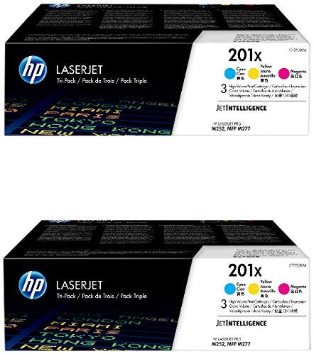 HP 201X (CF253XM) High Yield Cyan, Magenta & Yellow Original Toner Cartridges, 2-Pack