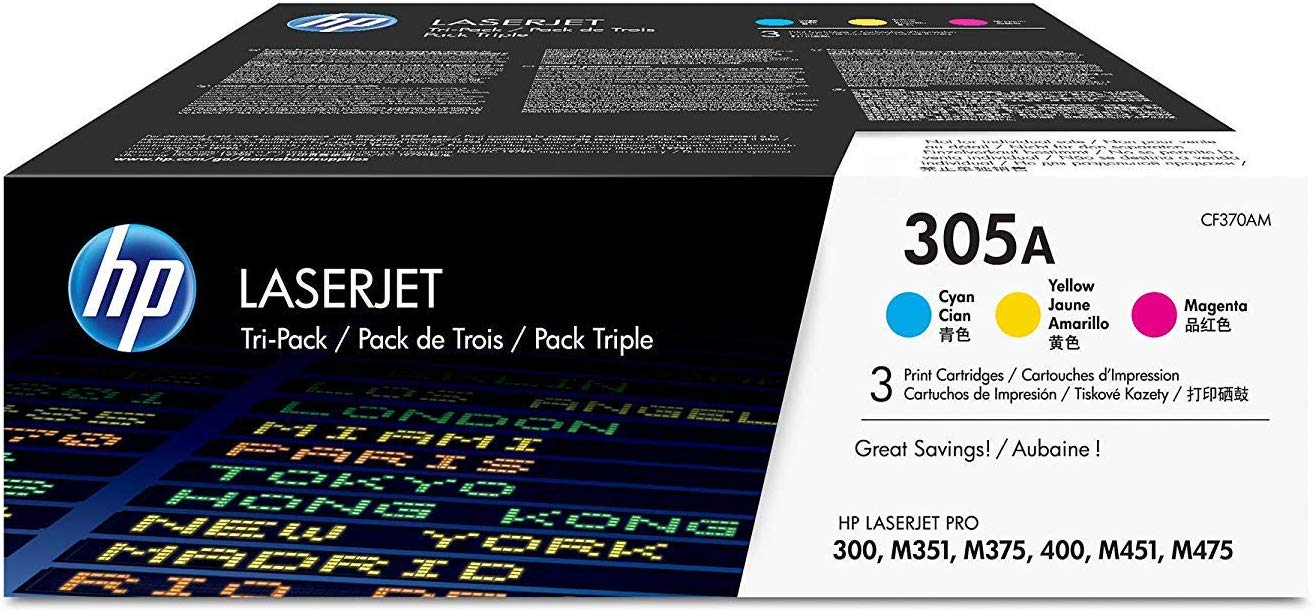 HP 305A | CE411A, CE412A, CE413A | 3 Toner Cartridges | Cyan, Yellow, Magenta
