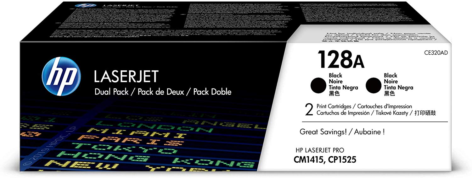 HP 128A | CE320AD | 2 Toner Cartridges | Black