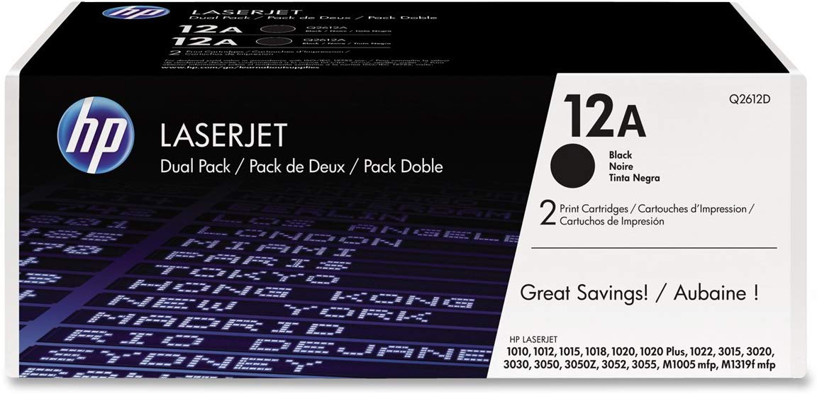 HP 12A | Q2612D | 2 Toner Cartridges | Black