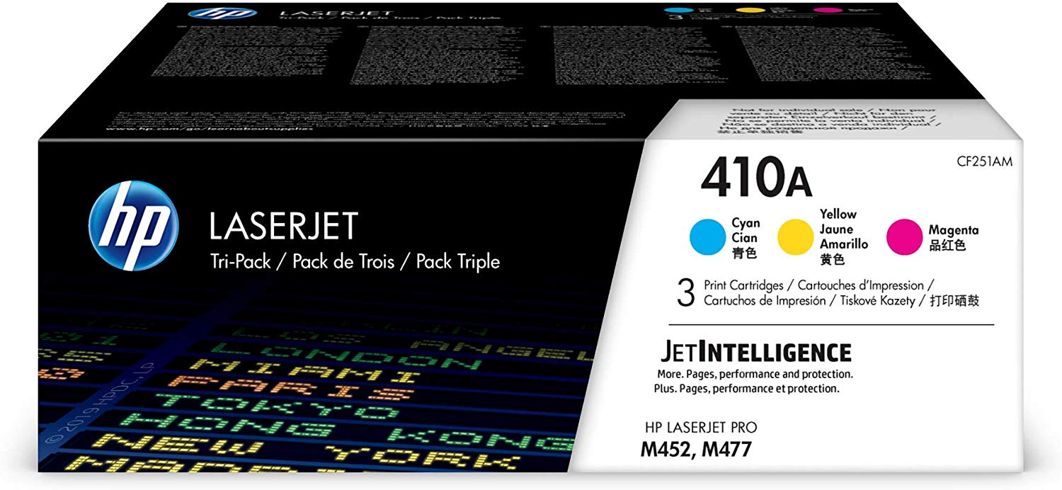 HP 410A | CF411A, CF412A, CF413A | 3 Toner Cartridges | Cyan, Yellow, Magenta