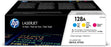 HP 128A | CE321A, CE322A, CE323A | 3 Toner Cartridges | Cyan, Yellow, Magenta