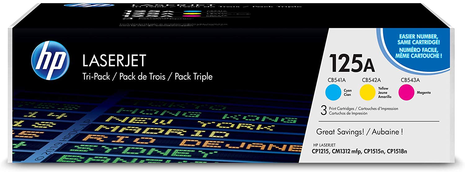 HP 125A | CB541A, CB542A, CB543A | 3 Toner Cartridges | Cyan, Yellow, Magenta