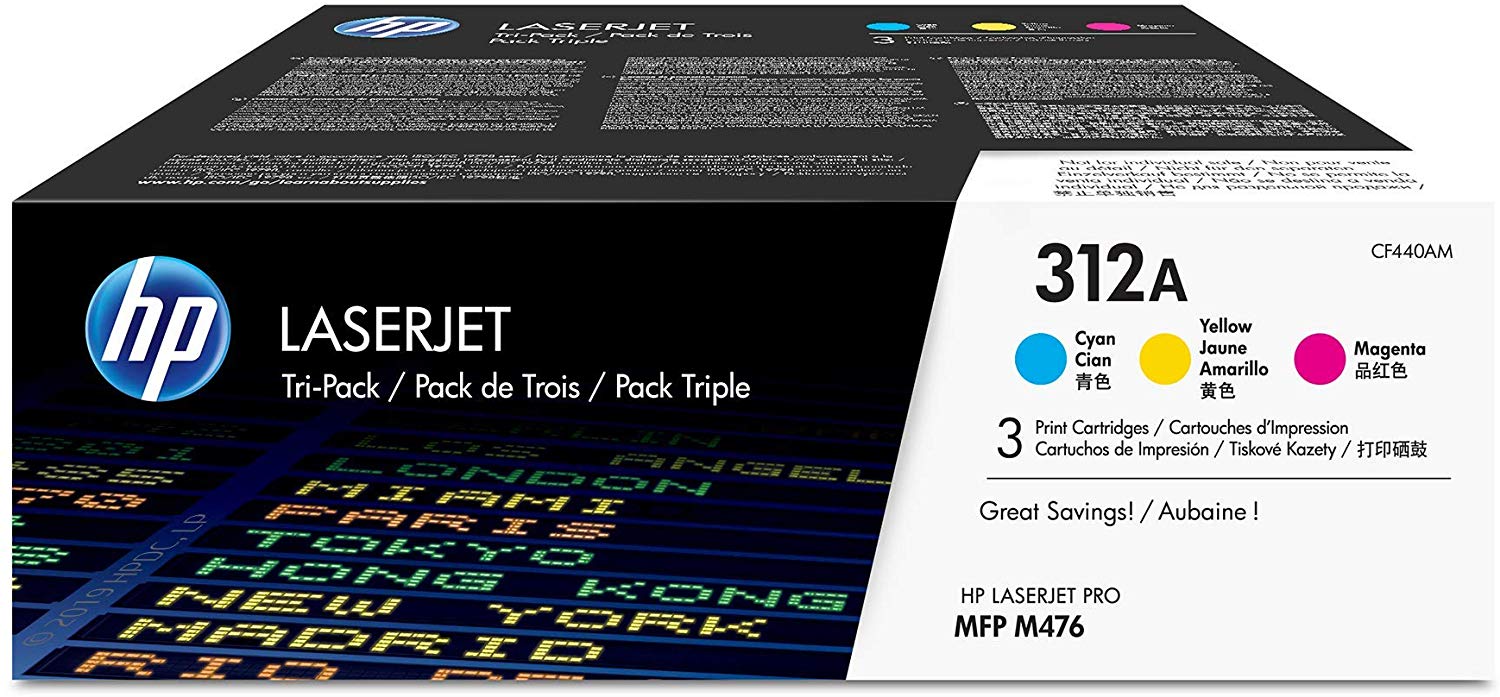 HP 312A | CF381A, CF382A, CF383A | 3 Toner Cartridges | Cyan, Yellow, Magenta