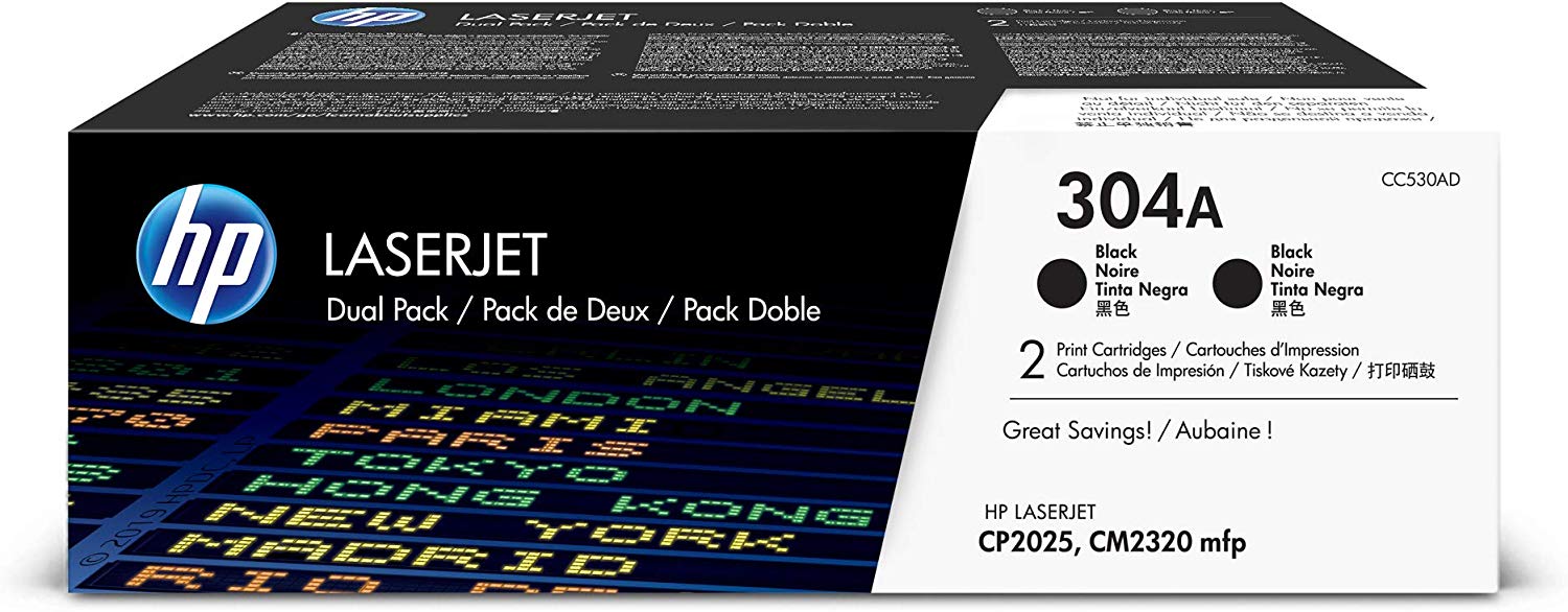 HP 304A | CC530AD | 2 Toner Cartridges | Black