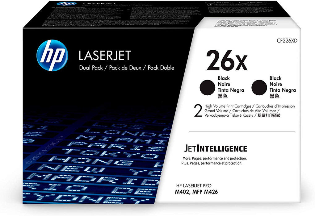 HP 26X | CF226XD | 2 Toner Cartridges | Black | High Yield
