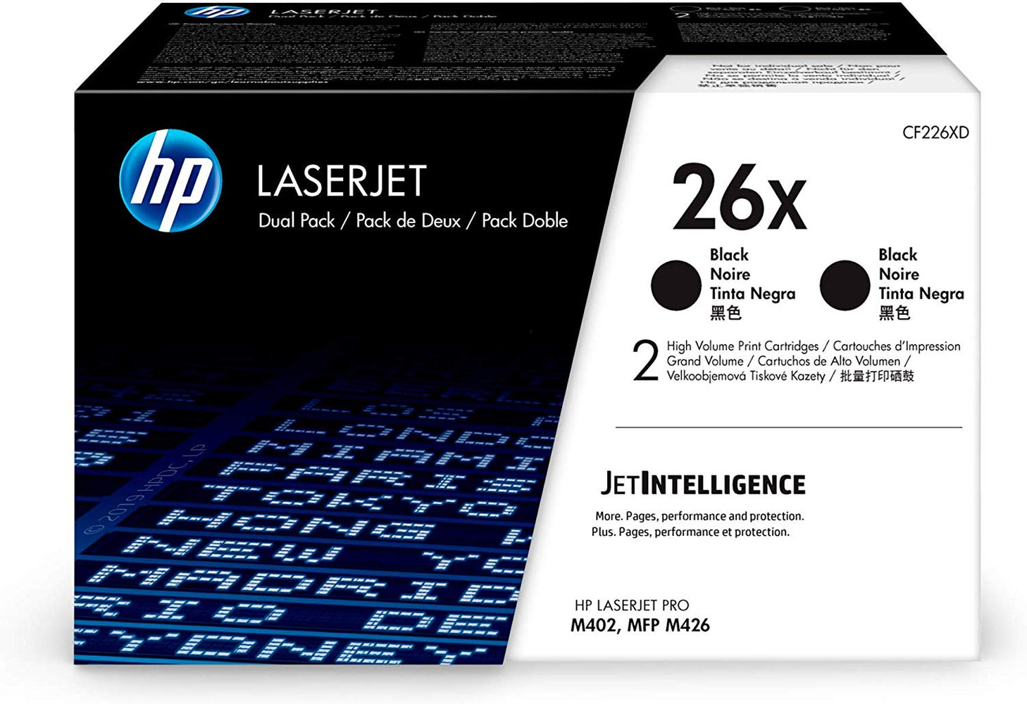 HP 26X | CF226XD | 2 Toner Cartridges | Black | High Yield