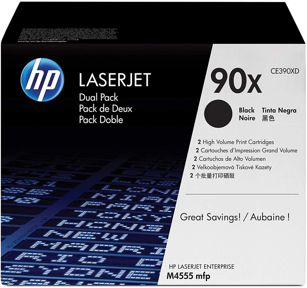 HP 90X | CE390XD | 2 Toner Cartridges | Black | High Yield