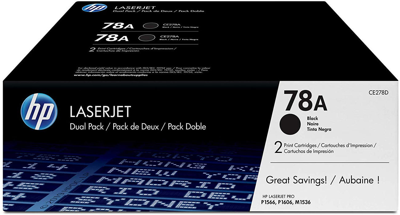 HP 78A | CE278D | 2 Toner Cartridges | Black