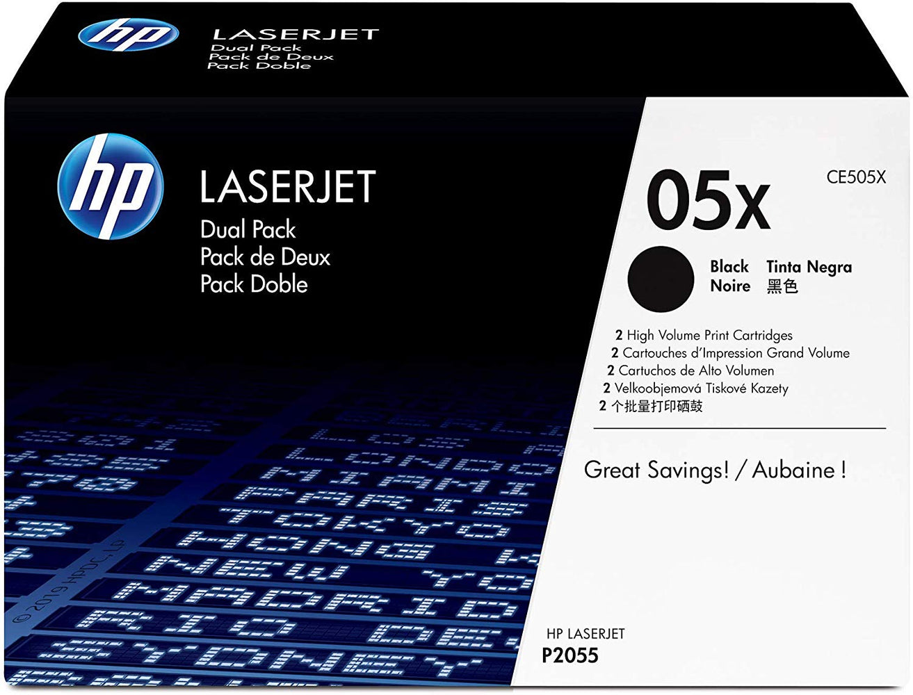 HP 05X | CE505XD | 2 Toner Cartridges | Black | High Yield