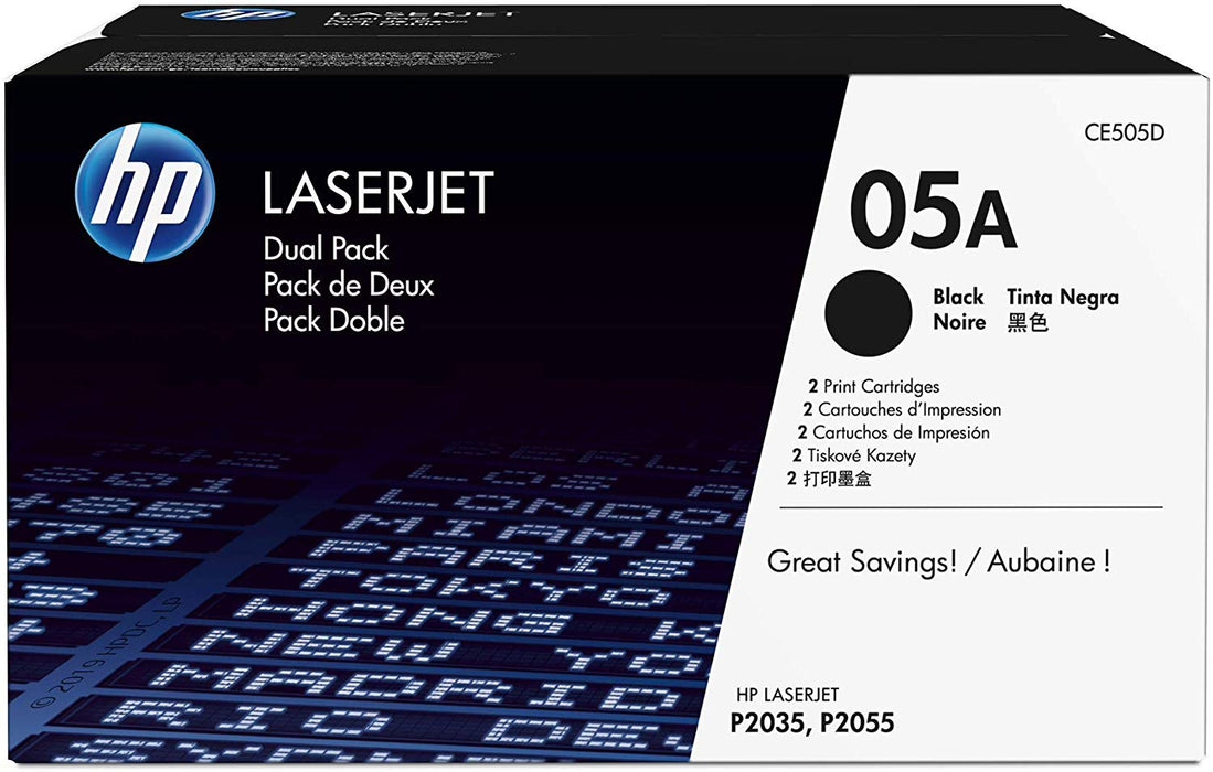 HP 05A | CE505D | 2 Toner Cartridges | Black