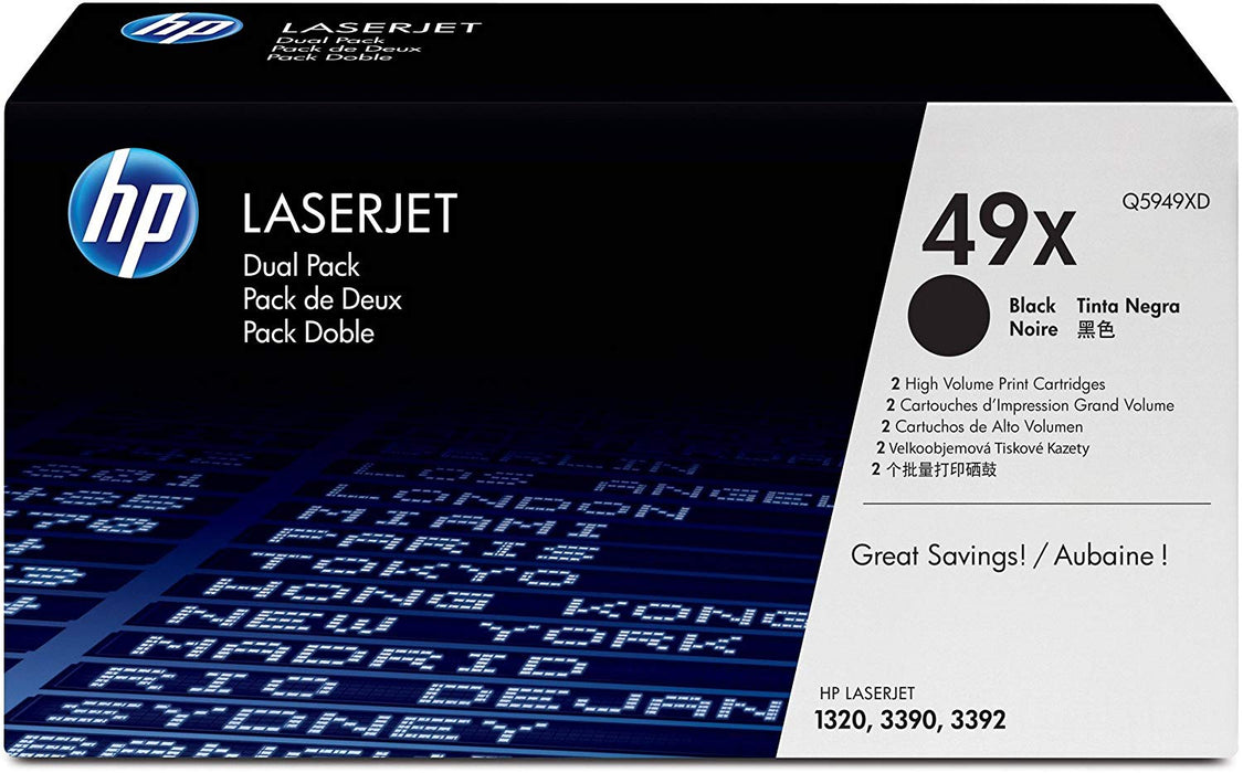 HP 49X (Q5949XD) Black High Yield Original Laserjet Toner Cartridges