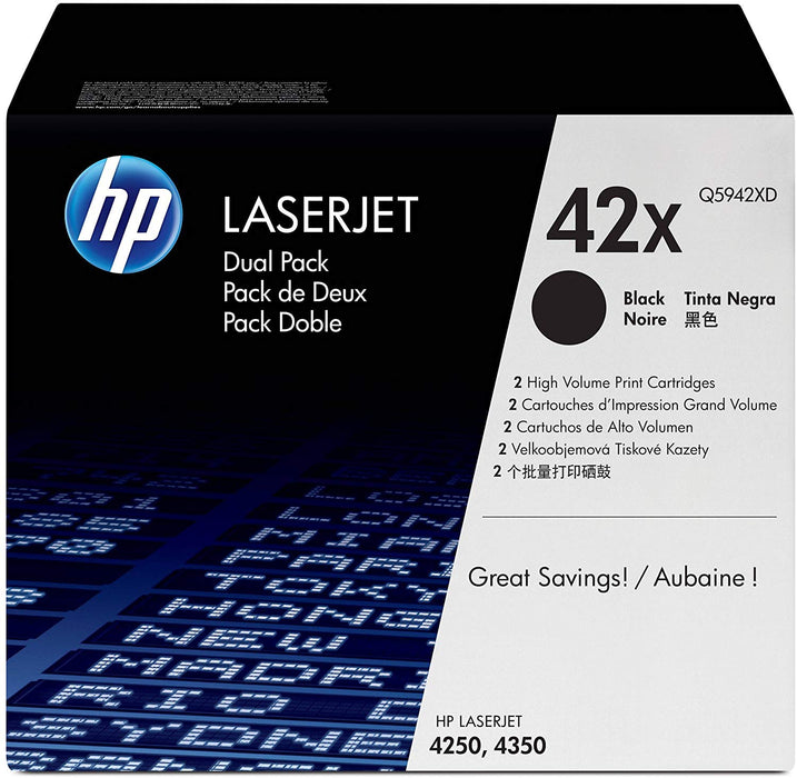 HP 42X | Q5942XD | 2 Toner Cartridges | Black | High Yield