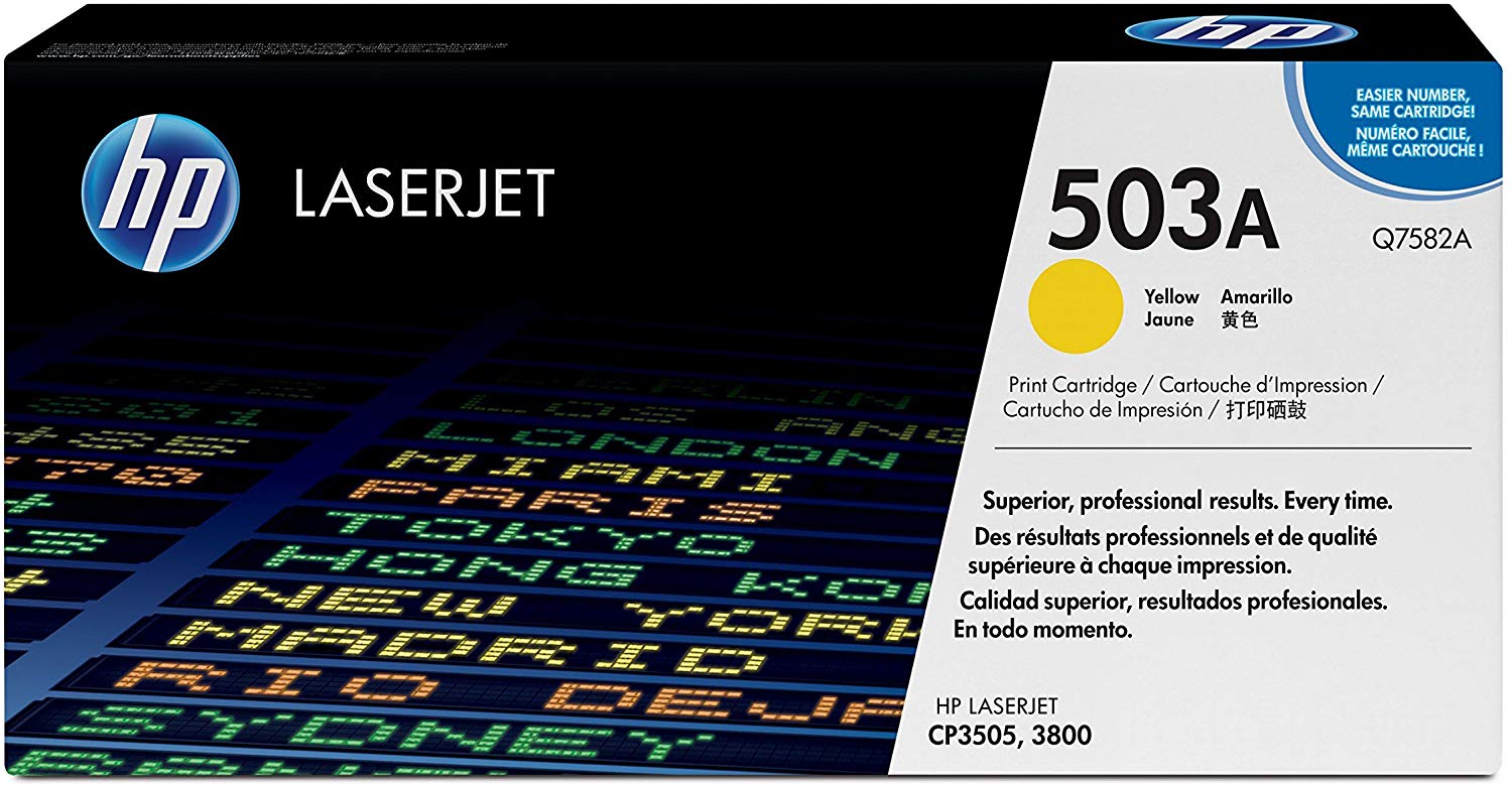 HP 503A (Q7582A) Yellow Toner Cartridge for HP Color LaserJet 3800 CP3505 (Renewed)