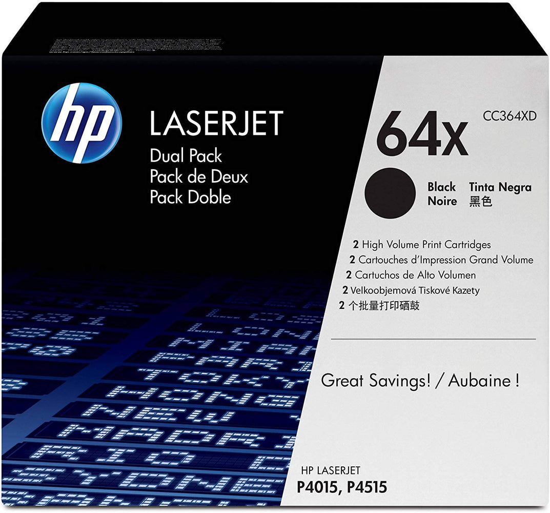 HP 64X | CC364XD | 2 Toner Cartridges | Black | High Yield