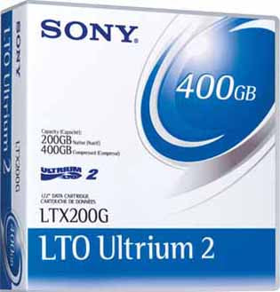 Sony LTX200GWW LTO-2 Backup Tape Cartridge (200GB/400GB) Retail Pack