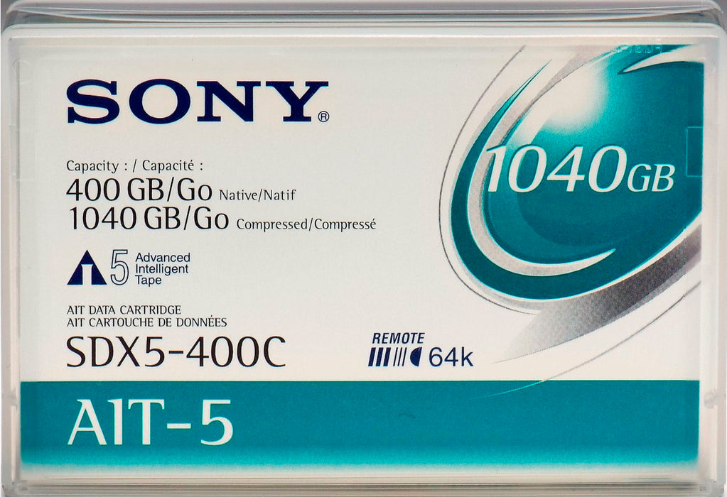 SDX5400C-BC - Sony SDX5-400C AIT-5 Barcoded Data Cartridge - AIT AIT-5 - 400GB (Native) / 1.04TB (Compressed)
